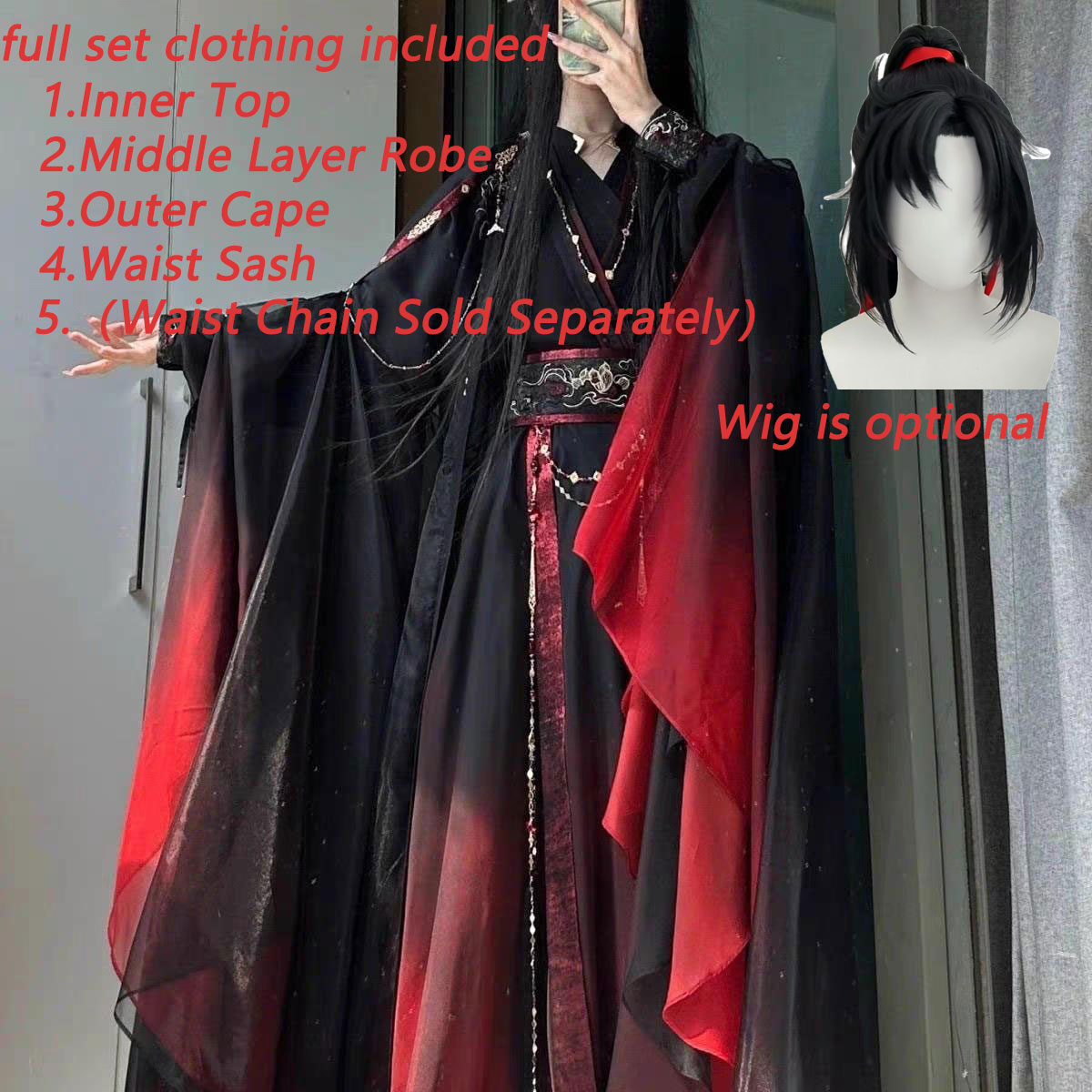 Unisex Ancient Chinese Xianxia - Anime Cosplay Red review and price