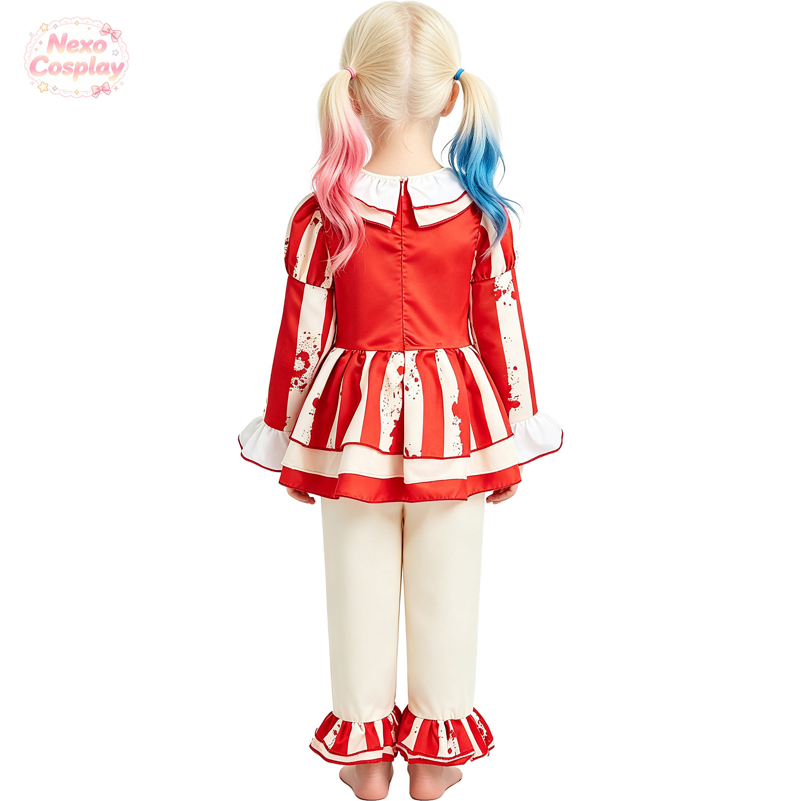 Kids Red White Striped Horror  - Anime Cosplay Red review and price