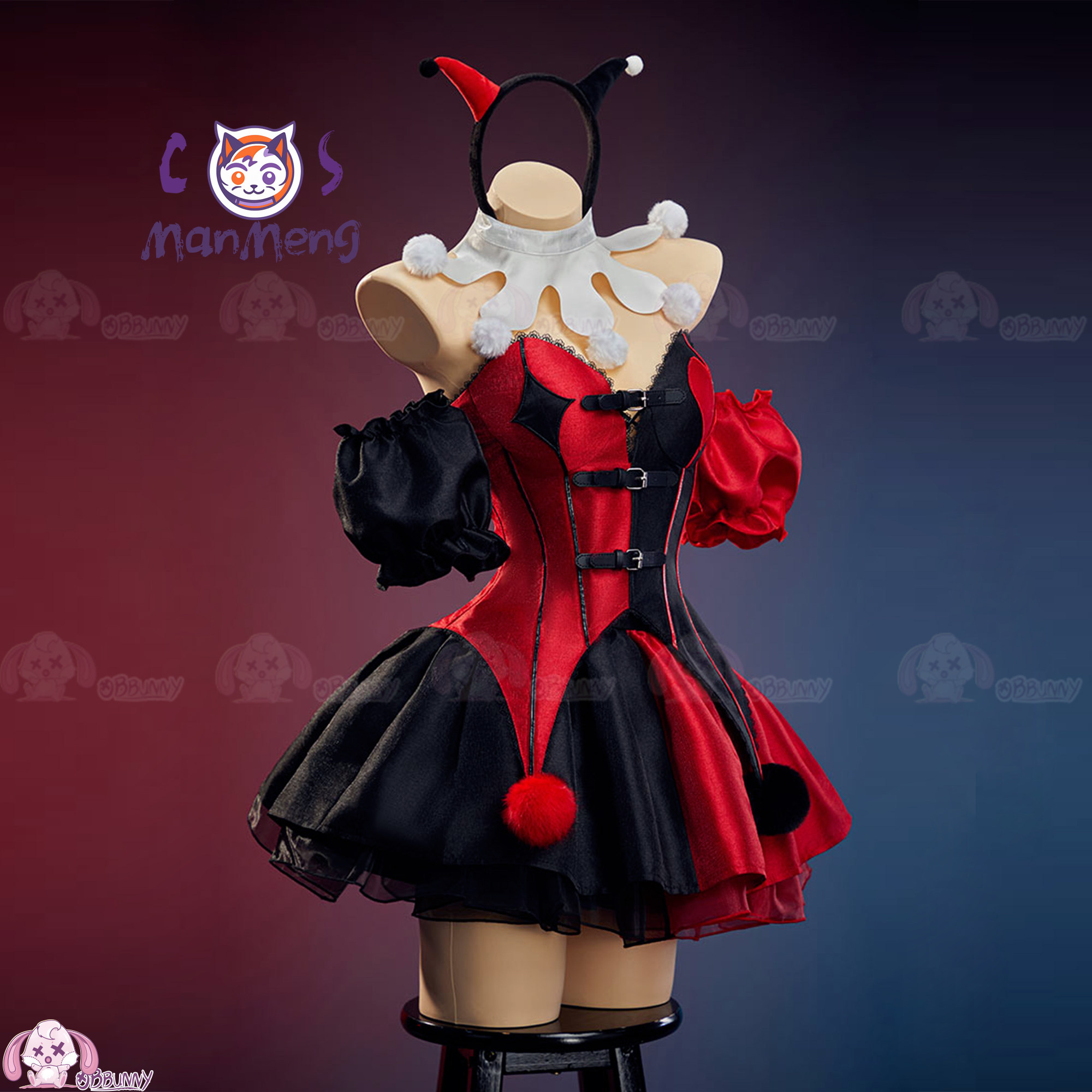 New Clown Gothic Lolita Waist  - Anime Cosplay Red review and price