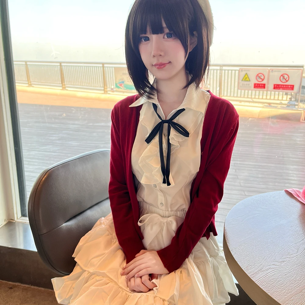 Girl Red Coat Shirt Skirt Set  - Anime Cosplay Red review and price